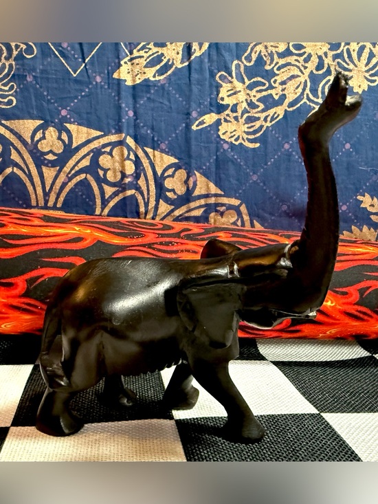 Vintage Other - Hand Carved Wooden MCM Elephant Figurine